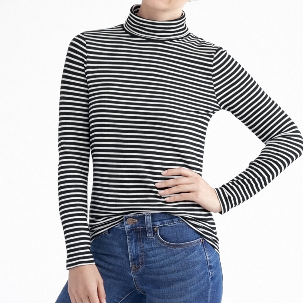 J. CREW Cotton Striped Turtleneck